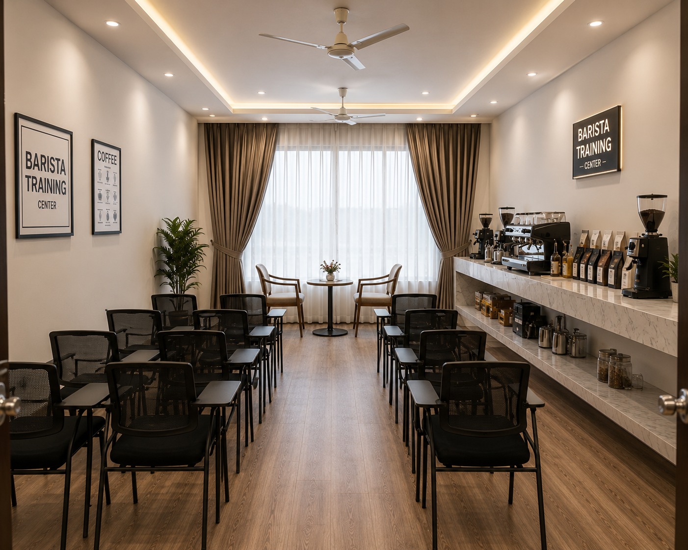 Barista training classroom setup--